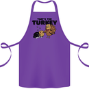 Thanks Giving Christmas Turkey Cat Cotton Apron 100% Organic Purple