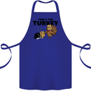 Thanks Giving Christmas Turkey Cat Cotton Apron 100% Organic Royal Blue