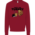 Thanks Giving Christmas Turkey Cat Kids Sweatshirt Jumper Red