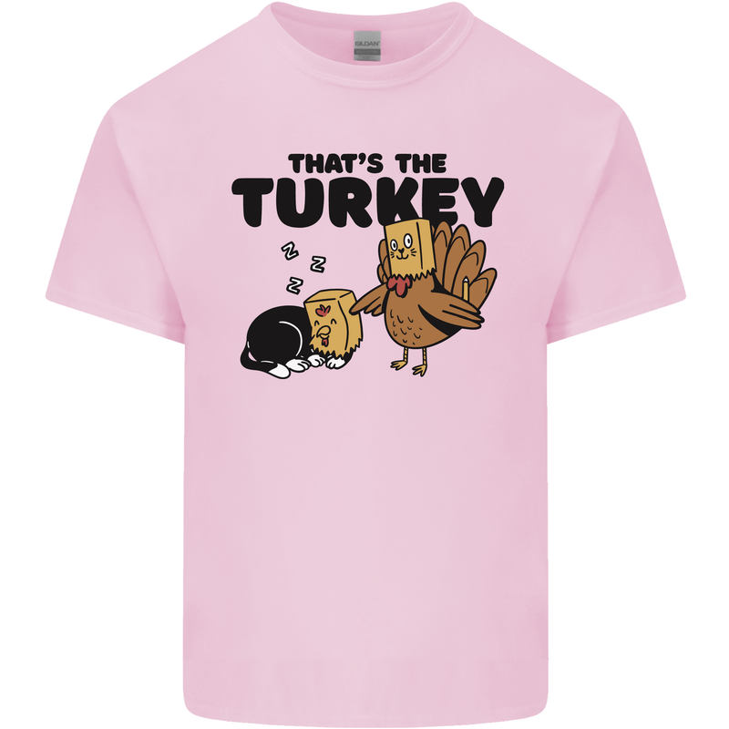 Thanks Giving Christmas Turkey Cat Kids T-Shirt Childrens Light Pink