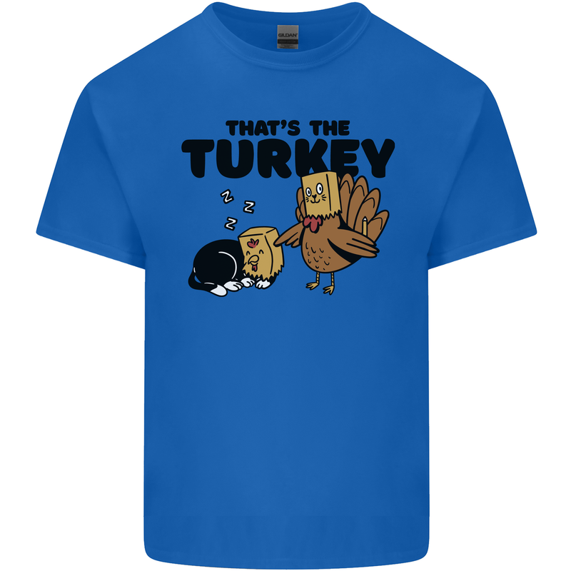 Thanks Giving Christmas Turkey Cat Kids T-Shirt Childrens Royal Blue