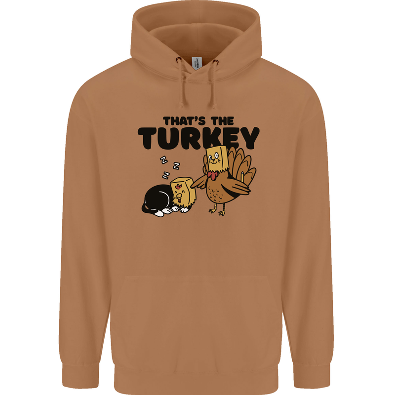 Thanks Giving Christmas Turkey Cat Mens 80% Cotton Hoodie Caramel Latte