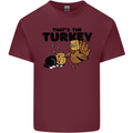 Thanks Giving Christmas Turkey Cat Mens Cotton T-Shirt Tee Top Maroon