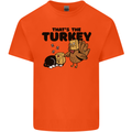 Thanks Giving Christmas Turkey Cat Mens Cotton T-Shirt Tee Top Orange