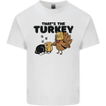 Thanks Giving Christmas Turkey Cat Mens Cotton T-Shirt Tee Top White