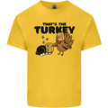 Thanks Giving Christmas Turkey Cat Mens Cotton T-Shirt Tee Top Yellow