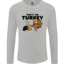 Thanks Giving Christmas Turkey Cat Mens Long Sleeve T-Shirt Sports Grey