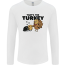 Thanks Giving Christmas Turkey Cat Mens Long Sleeve T-Shirt White