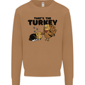 Thanks Giving Christmas Turkey Cat Mens Sweatshirt Jumper Caramel Latte