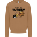 Thanks Giving Christmas Turkey Cat Mens Sweatshirt Jumper Caramel Latte