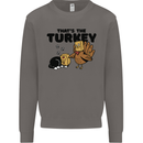 Thanks Giving Christmas Turkey Cat Mens Sweatshirt Jumper Charcoal