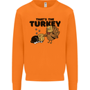 Thanks Giving Christmas Turkey Cat Mens Sweatshirt Jumper Orange