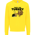 Thanks Giving Christmas Turkey Cat Mens Sweatshirt Jumper Yellow