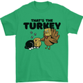 Thanks Giving Christmas Turkey Cat Mens T-Shirt 100% Cotton Irish Green