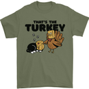 Thanks Giving Christmas Turkey Cat Mens T-Shirt 100% Cotton Military Green