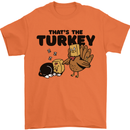 Thanks Giving Christmas Turkey Cat Mens T-Shirt 100% Cotton Orange