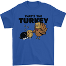 Thanks Giving Christmas Turkey Cat Mens T-Shirt 100% Cotton Royal Blue