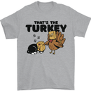 Thanks Giving Christmas Turkey Cat Mens T-Shirt 100% Cotton Sports Grey