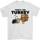 Thanks Giving Christmas Turkey Cat Mens T-Shirt 100% Cotton White
