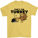 Thanks Giving Christmas Turkey Cat Mens T-Shirt 100% Cotton Yellow
