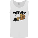 Thanks Giving Christmas Turkey Cat Mens Vest Tank Top White