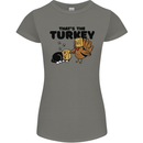 Thanks Giving Christmas Turkey Cat Womens Petite Cut T-Shirt Charcoal