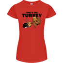 Thanks Giving Christmas Turkey Cat Womens Petite Cut T-Shirt Red