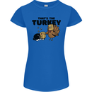 Thanks Giving Christmas Turkey Cat Womens Petite Cut T-Shirt Royal Blue