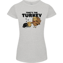 Thanks Giving Christmas Turkey Cat Womens Petite Cut T-Shirt Sports Grey