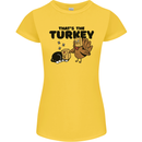 Thanks Giving Christmas Turkey Cat Womens Petite Cut T-Shirt Yellow
