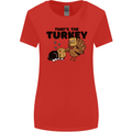 Thanks Giving Christmas Turkey Cat Womens Wider Cut T-Shirt Red