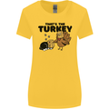 Thanks Giving Christmas Turkey Cat Womens Wider Cut T-Shirt Yellow