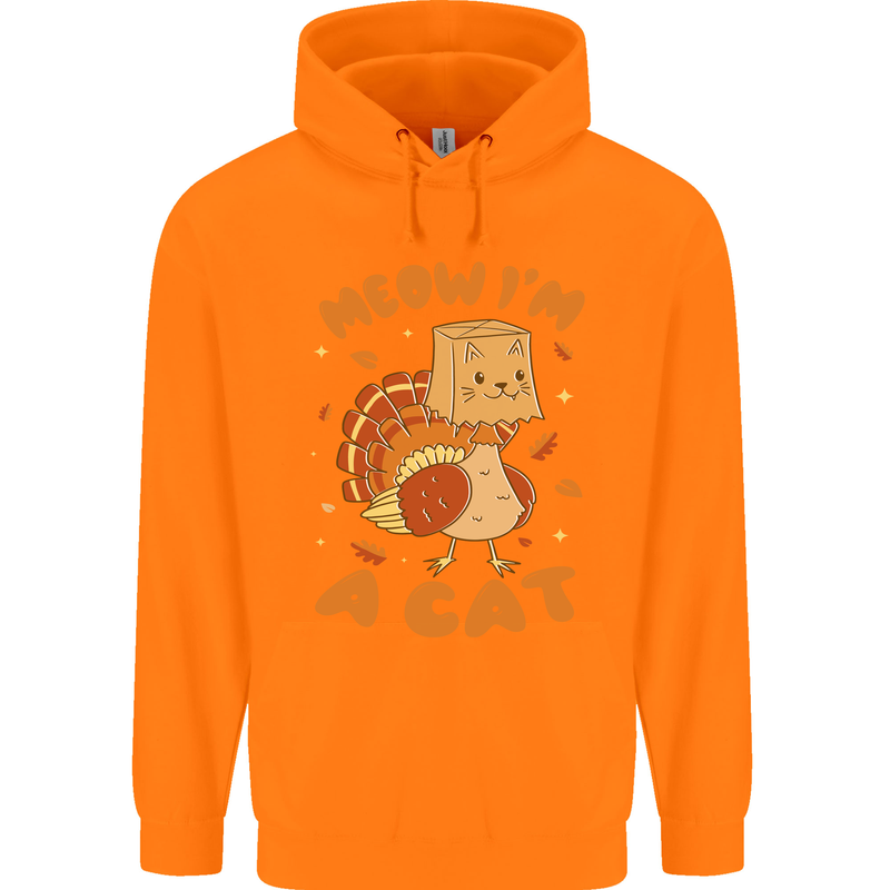 Thanksgiving Christmas Turkey I'm a Cat Childrens Kids Hoodie Orange