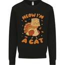 Thanksgiving Christmas Turkey I'm a Cat Kids Sweatshirt Jumper Black