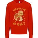 Thanksgiving Christmas Turkey I'm a Cat Kids Sweatshirt Jumper Bright Red