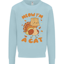 Thanksgiving Christmas Turkey I'm a Cat Kids Sweatshirt Jumper Light Blue