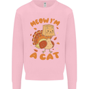 Thanksgiving Christmas Turkey I'm a Cat Kids Sweatshirt Jumper Light Pink