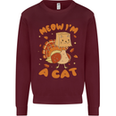 Thanksgiving Christmas Turkey I'm a Cat Kids Sweatshirt Jumper Maroon