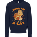 Thanksgiving Christmas Turkey I'm a Cat Kids Sweatshirt Jumper Navy Blue