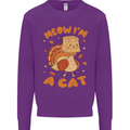 Thanksgiving Christmas Turkey I'm a Cat Kids Sweatshirt Jumper Purple