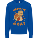 Thanksgiving Christmas Turkey I'm a Cat Kids Sweatshirt Jumper Royal Blue