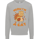 Thanksgiving Christmas Turkey I'm a Cat Kids Sweatshirt Jumper Sports Grey