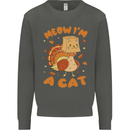 Thanksgiving Christmas Turkey I'm a Cat Kids Sweatshirt Jumper Storm Grey