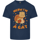 Thanksgiving Christmas Turkey I'm a Cat Kids T-Shirt Childrens Navy Blue