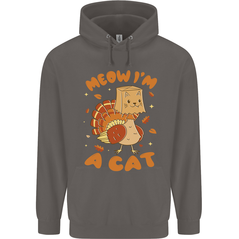Thanksgiving Christmas Turkey I'm a Cat Mens 80% Cotton Hoodie Charcoal