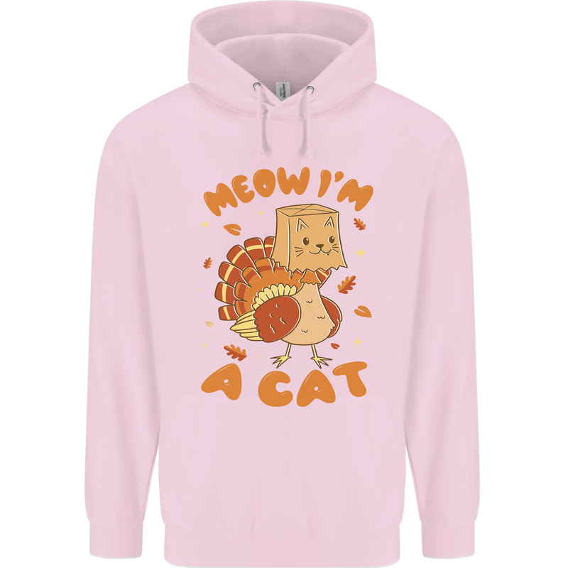 Thanksgiving Christmas Turkey I'm a Cat Mens 80% Cotton Hoodie Light Pink