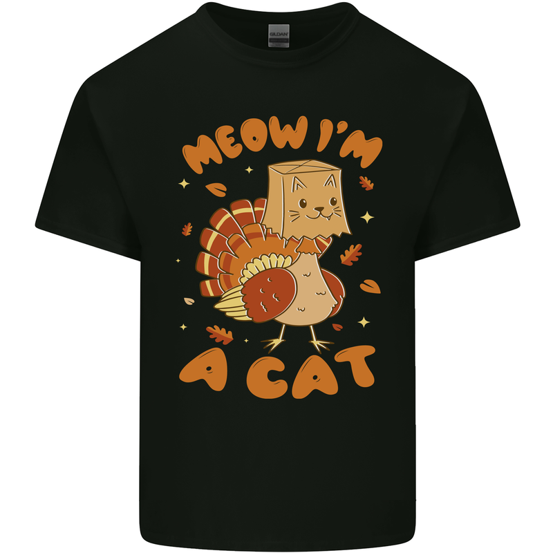 Thanksgiving Christmas Turkey I'm a Cat Mens Cotton T-Shirt Tee Top Black