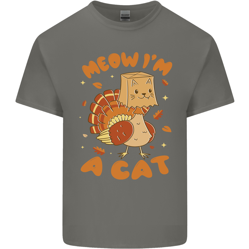 Thanksgiving Christmas Turkey I'm a Cat Mens Cotton T-Shirt Tee Top Charcoal