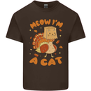 Thanksgiving Christmas Turkey I'm a Cat Mens Cotton T-Shirt Tee Top Dark Chocolate
