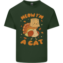 Thanksgiving Christmas Turkey I'm a Cat Mens Cotton T-Shirt Tee Top Forest Green